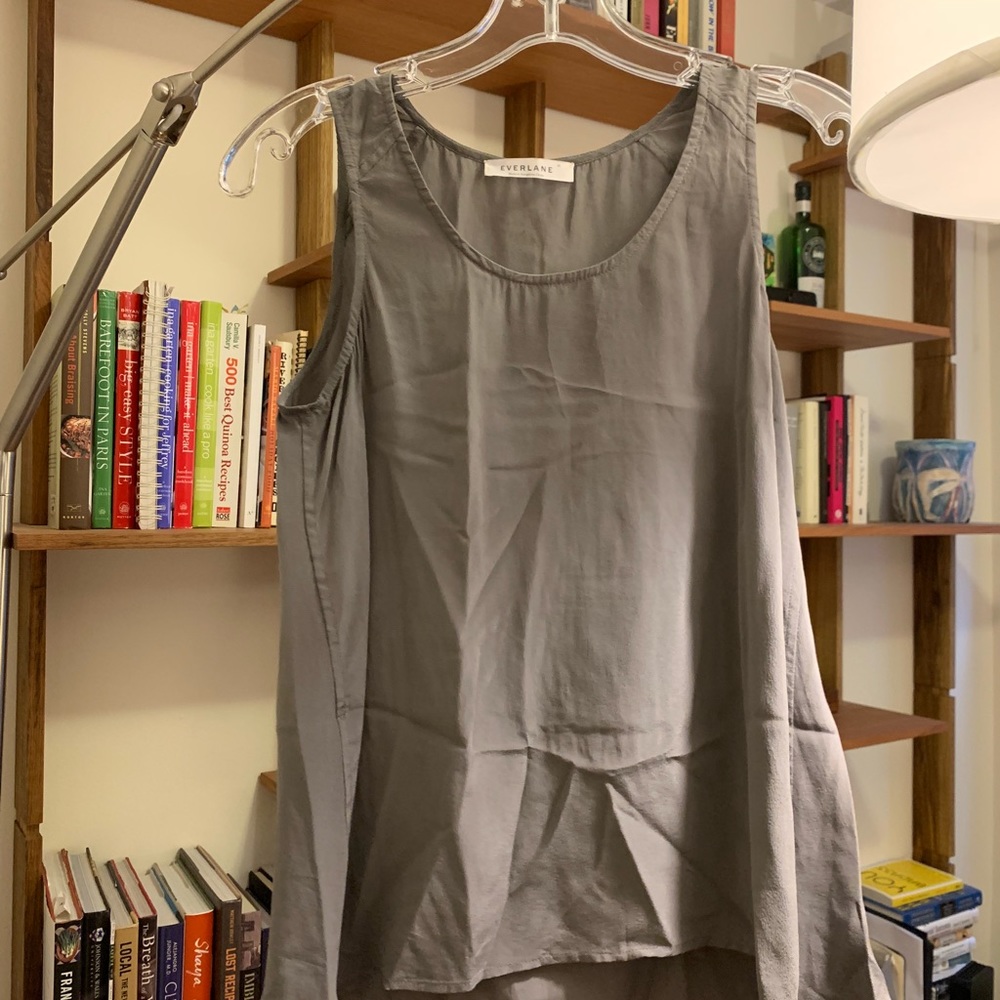 Everlane XS Grey Silver Silk Tank